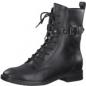 Preview: Stiefelette aus Materialmix Leder - Synthetik, Absatz, Schnürung und Reißverschluß in der Farbe schwarz