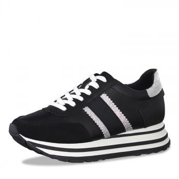 Tamaris Sneaker schwarz mit zwei weiße Streifen Größe 38