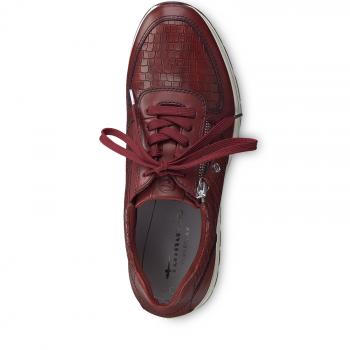 sportlicher Schnürhalbschuh aus Leder in der Farbe rot mit Wechselfußbett