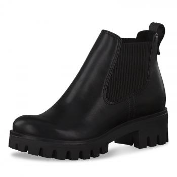 modischer Chelsea Boots in schwarzem Lack mit Schnürung und Blockabsatz