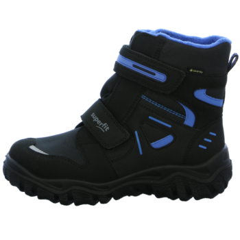 Buben Winterstiefel mit GORE-TEX Material Modell: HUSKY FARBEN: SCHWARZ/BLAU OBERMATERIAL: TEXTIL FUTTER: Warmfutter VERSCHLUSS: 2-Klett GORE-TEX® wasserdicht