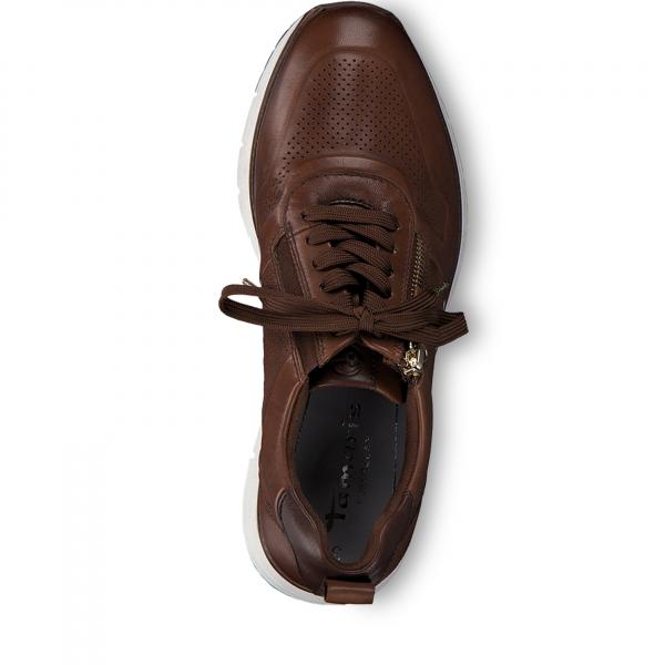 sportlicher Schnürhalbschuh aus Leder in der Farbe braun