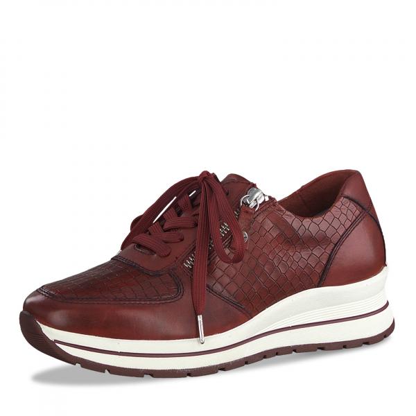 sportlicher Schnürhalbschuh aus Leder in der Farbe rot mit Wechselfußbett