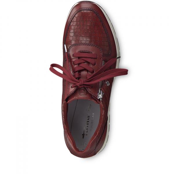 sportlicher Schnürhalbschuh aus Leder in der Farbe rot mit Wechselfußbett