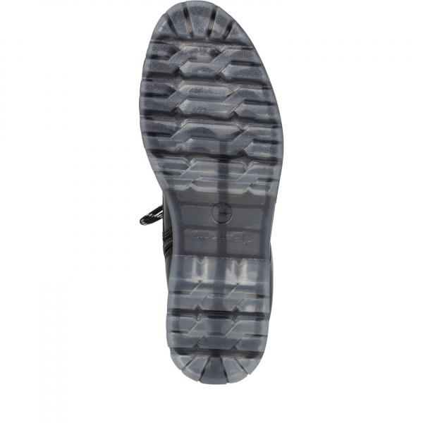 sportlicher Schnürstiefelette in schwarzem Imitatnappa  mit Profilsohleer