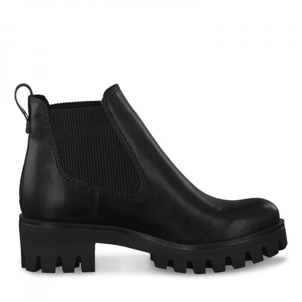 modischer Chelsea Boots in schwarzem Lack mit Schnürung und Blockabsatz
