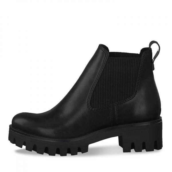 modischer Chelsea Boots in schwarzem Lack mit Schnürung und Blockabsatz