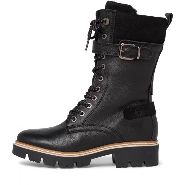 Schafthöhe: 24 cm Absatztyp: Blockabsatz Absatzhöhe: 40 mm Decksohle: Textil Obermaterial: Leder Schuhspitze: rund Innenmaterial: Textil Verschluss: Reißverschluss, Schnürung Warm gefüttert: Ja, Farbe schwarz, herausnehmbares Fußbett