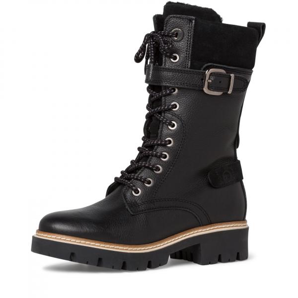 Schafthöhe: 24 cm Absatztyp: Blockabsatz Absatzhöhe: 40 mm Decksohle: Textil Obermaterial: Leder Schuhspitze: rund Innenmaterial: Textil Verschluss: Reißverschluss, Schnürung Warm gefüttert: Ja, Farbe schwarz, herausnehmbares Fußbett