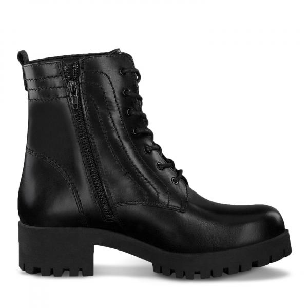 Schafthöhe: 15 cm Absatztyp: Blockabsatz Absatzhöhe: 40 mm Decksohle: Wolle Obermaterial: Leder Schuhspitze: rund Innenmaterial: Wolle Verschluss: Reißverschluss, Schnürung Warm gefüttert: Ja, Farbe schwarz