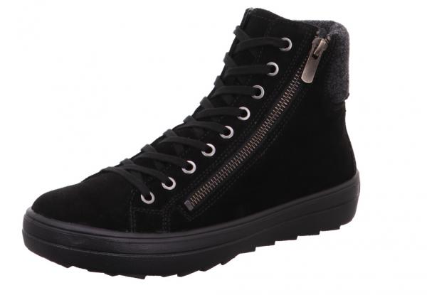 Farbe: schwarz Obermaterial: Veloursleder Innenfutter: Warmfutter GORE-TEX  Wechselbare Einlegesohle Artikel-Nr.: 2-009635-0000