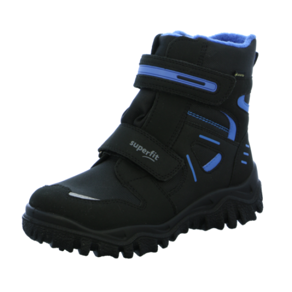 Buben Winterstiefel mit GORE-TEX Material Modell: HUSKY FARBEN: SCHWARZ/BLAU OBERMATERIAL: TEXTIL FUTTER: Warmfutter VERSCHLUSS: 2-Klett GORE-TEX® wasserdicht