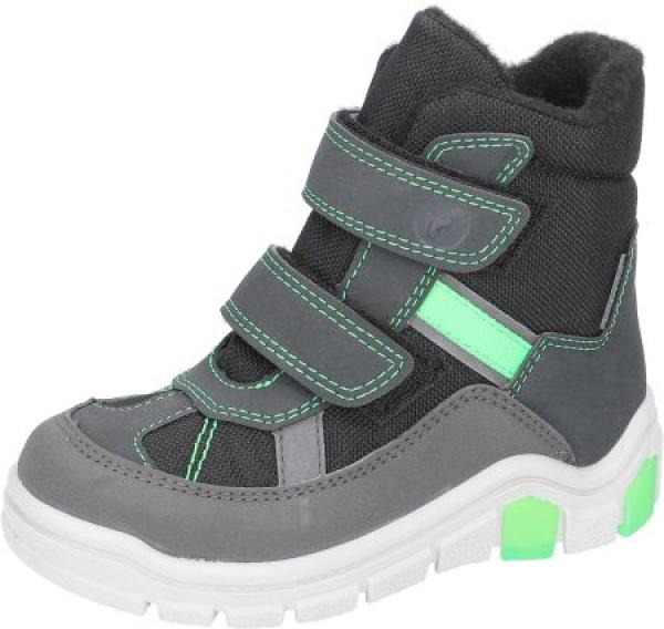 Winterboots, Verschluss:	Klettverschluss Zielgruppe:	Jungen Extras:	waschbar, wasserdicht Farbe:	Grau Altersgruppe:	Grundschule, Kindergarten Dichtmembran:	Sympatex Saison:	Herbst / Winter Decksohle:	Einlegesohle Vildona warm Laufsohle:	TPU/PU Futtermater