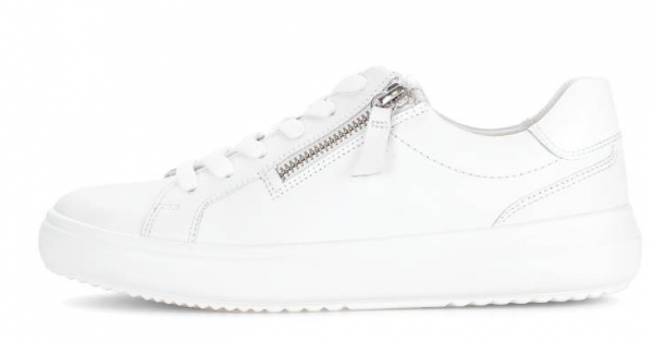 weißer Sneaker mit Schnürung und seitl. Reißverschluß