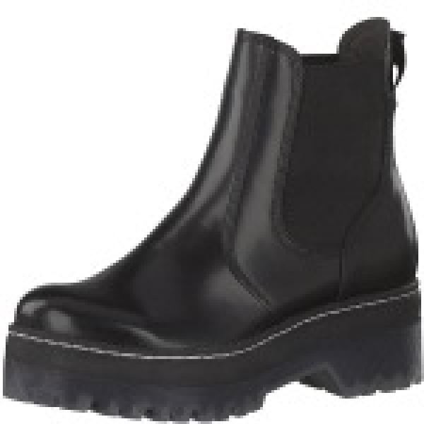 Farbe: schwarz Obermaterial: Kunstleder / PU Innenmaterial: Textil Sohle: Synthetik Verschluss: Slip-On Absatzhöhe: 5 cm Absatzform: Blockabsatz herausnehmbares Fußbett Nicht wasserdicht