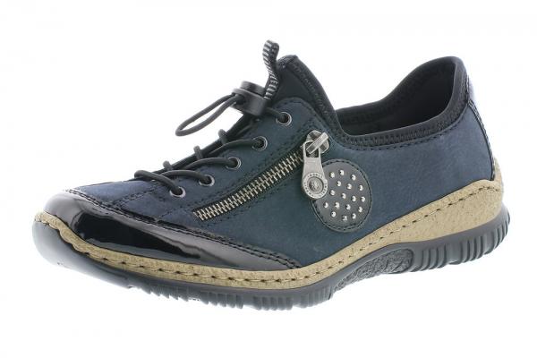 Damenhalbschuh, arbe: blau kombi Obermaterial: Lederimitat Innen: Textil Innenlaufsohle: Textil Verschluss: Reißverschlüsse